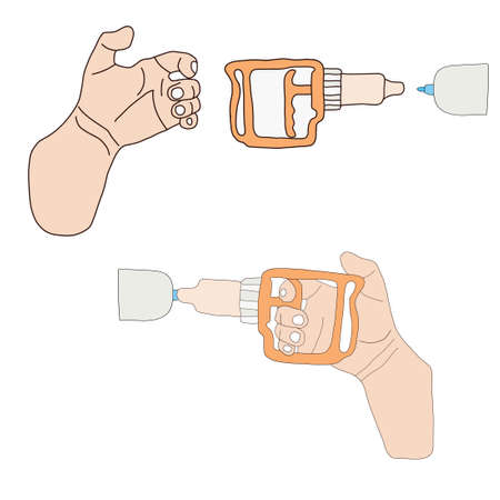 Cupping gun and Hand Doodle Style artのイラスト素材