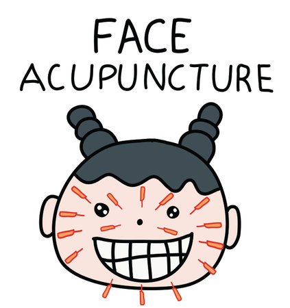 face acupuncture Chinese Traditional treatment for beauty doodle artのイラスト素材