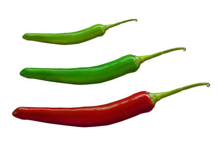 hot chilli peppers isolated on white backgroundの写真素材