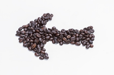 arrow coffee beans isolated on white background