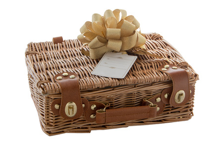 Rattan gift box isolated backgroundの写真素材