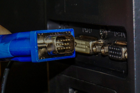 VGA cable connector, cable connection, computerの写真素材