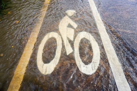 Flooded bike pathの写真素材