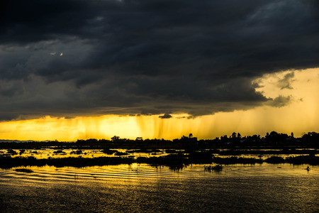 Lake, long corridors, beautiful skyの写真素材