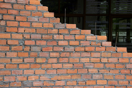 The brick wall is not finishedの写真素材