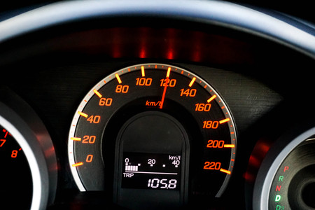 A kilometer car dials the speed of the car.の写真素材