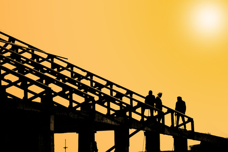 Construction workers are building steel roof.の写真素材