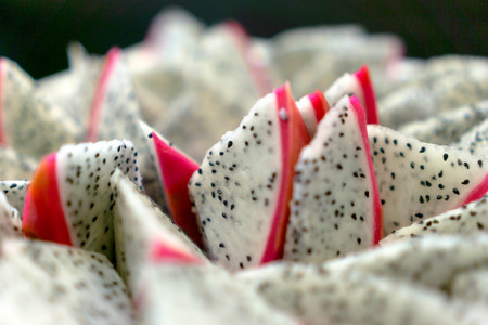 Dragon fruit is in the plate.