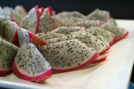 Dragon fruit is in the plate.の写真素材