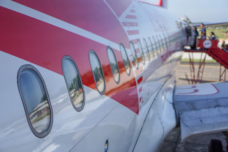 The window of the plane taken from the outside.の写真素材