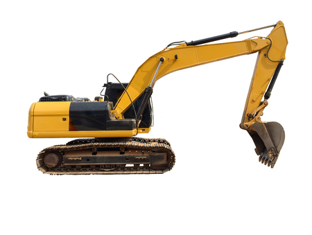 Backhoes on a separate white backgroundの写真素材
