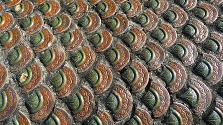 The style of the old tiles that are arranged beautifully.