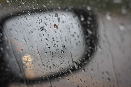 background blur, raindrop on car windshield