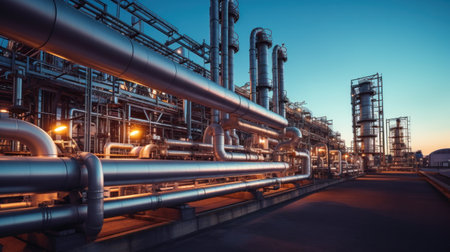 Equipment steel pipes plant of oil refinery plant form industry zone.の素材