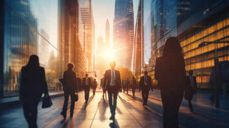 Blurred of businesspeople walking in business district.の素材