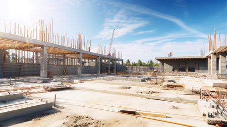 Building, Concrete structure construction site.の素材