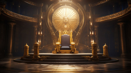 The throne room with a golden chair.の素材