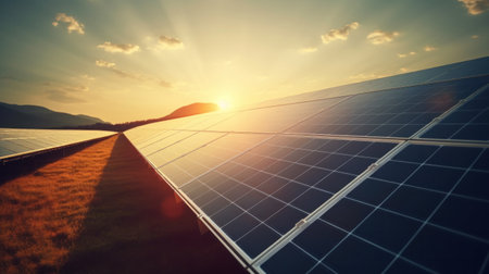 Solar panels, Green clean energy concept.の素材