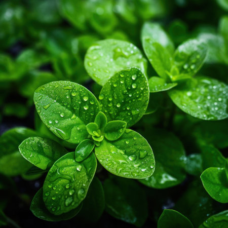 Background of Fresh oregano with water drops on nature.の素材