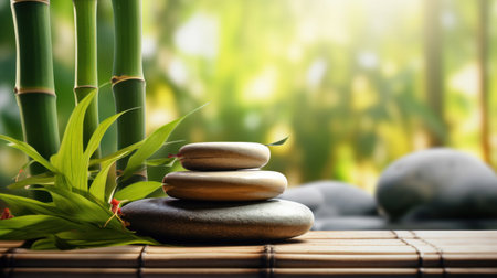 Concept of spa, Bamboo and stones in a wellness spa.の素材