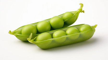 Green peas in the pod isolated on white background.の素材