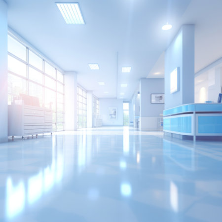 Blurred background of Hospital hallway. medicine concept.の素材