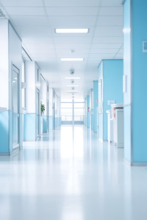 Blurred background of Hospital hallway. medicine concept.の素材