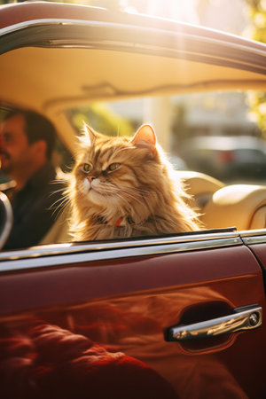 A funny cat in convertible sunny.