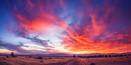 Majestic sunrise or sunset landscape with stunning nature's light and rolling colorful clouds.の素材