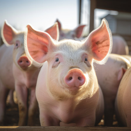 Ecological, Pigs at the domestic farm.の素材