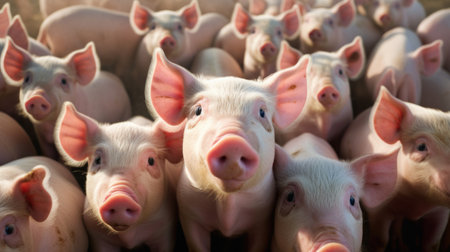 Ecological, Pigs at the domestic farm.の素材