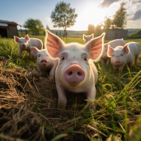 Ecological, Pigs at the domestic farm.の素材