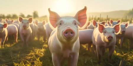 Ecological, Pigs at the domestic farm.の素材