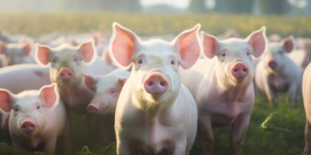 Ecological, Pigs at the domestic farm.の素材