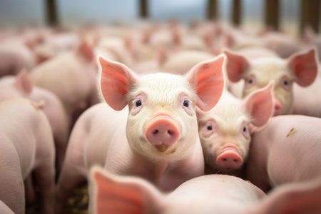 Ecological, Pigs at the domestic farm.の素材