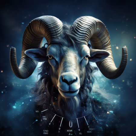 Astrology calendar, Aries zodiac sign.の素材