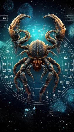 Astrology calendar, Scorpio zodiac sign.の素材