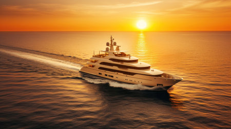 A luxury yacht sailing in the ocean on summer vacation.の素材