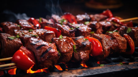 Grilled meat skewers, shish kebab.の素材