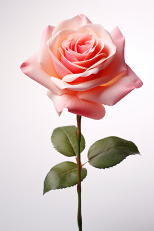 A rose flower on white isolated on a white background.の素材
