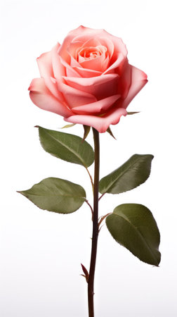 A rose flower on white isolated on a white background.の素材