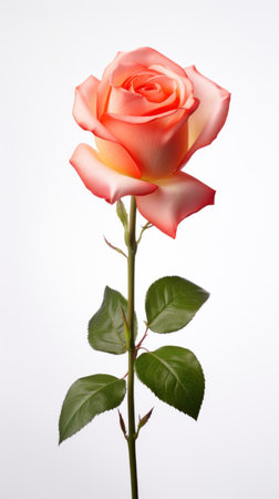 A rose flower on white isolated on a white background.の素材