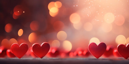 Abstract of Red hearts on bokeh background. Valentine's day concept.の素材