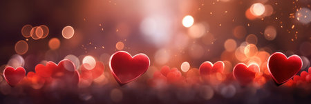 Abstract of Red hearts on bokeh background. Valentine's day concept.の素材