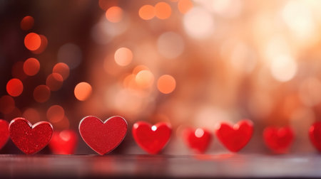 Abstract of Red hearts on bokeh background. Valentine's day concept.の素材