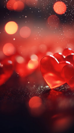 Abstract of Red hearts on bokeh background. Valentine's day concept.の素材