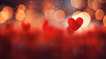 Abstract of Red hearts on bokeh background. Valentine's day concept.の素材