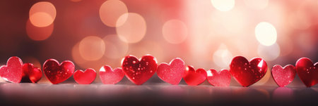 Abstract of Red hearts on bokeh background. Valentine's day concept.の素材