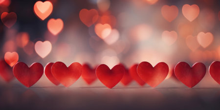 Abstract of Red hearts on bokeh background. Valentine's day concept.の素材