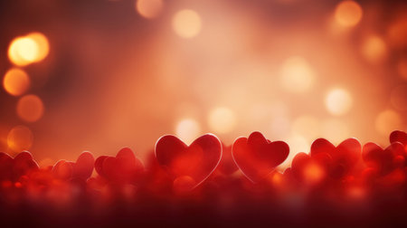 Abstract of Red hearts on bokeh background. Valentine's day concept.の素材